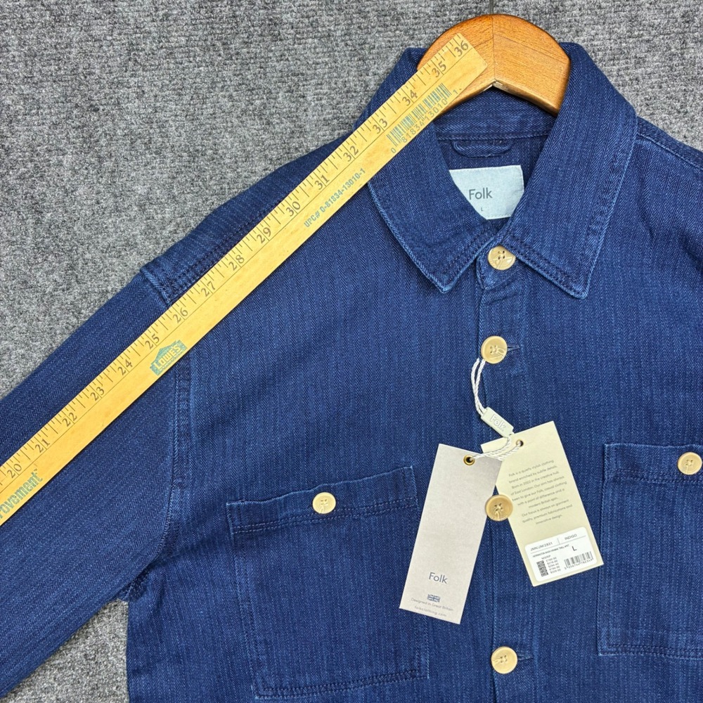 Folk Chore Jacket Herringbone Wash Twill Indigo Large NWT JMK/JM/2831 - Picture 10 of 15